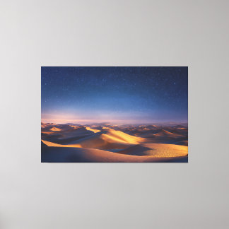 Starry Night Over Golden Desert Dunes Landscape Canvastryck