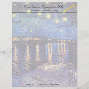 Starry Night över Rhone, av Vincent van Gogh. Brevhuvud