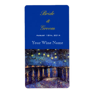 Starry Night over Rhone bröllop vin-etiketter Fraktsedel
