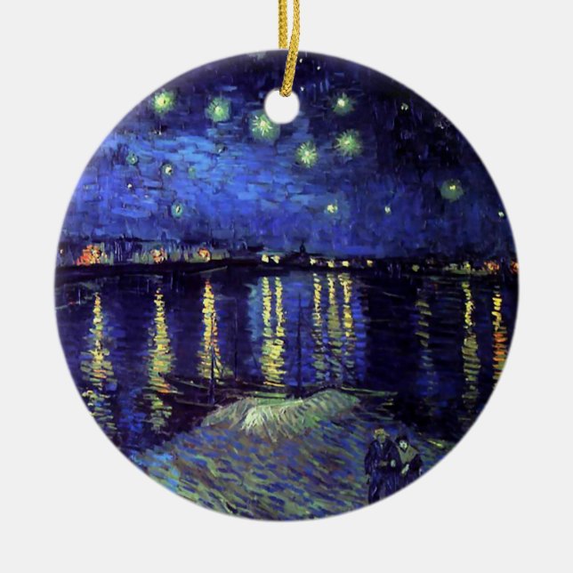 Starry night over Rhone by Van Gogh Julgransprydnad Keramik (Framsidan)