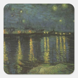 Starry Night over Rhone Fyrkantigt Klistermärke
