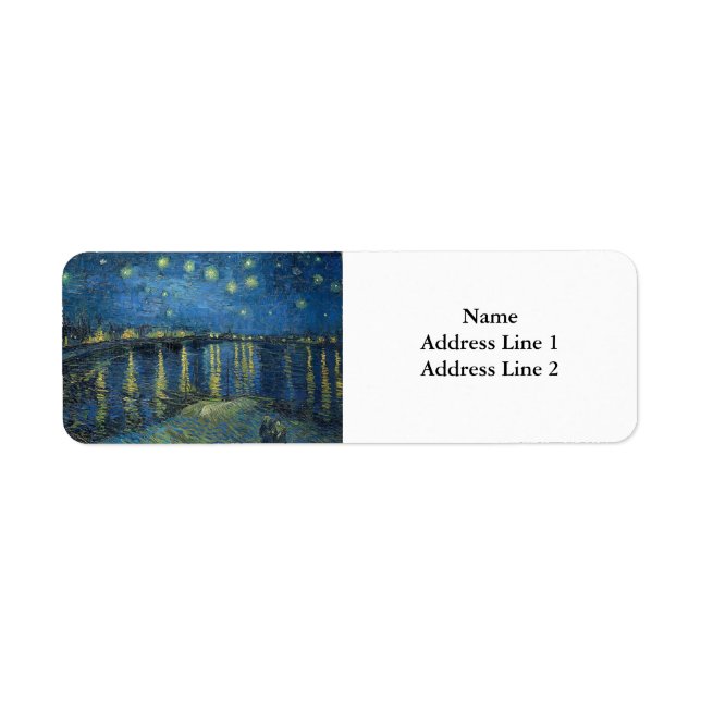 Starry Night over Rhone, Van Gogh Returadress Etikett (Framsidan)