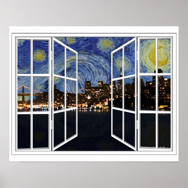 Starry Night over San Francisco Kalifornien Poster (Framsidan)