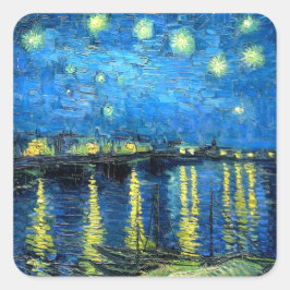 Starry Night Over the Rhone (1888) Van Gogh art Fyrkantigt Klistermärke