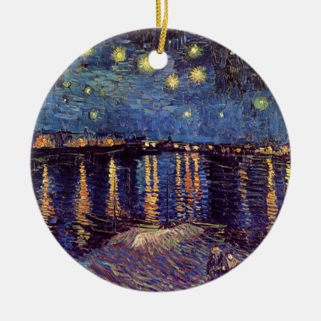 Starry Night Over the Rhone av Vincent van Gogh Julgransprydnad Keramik (Framsidan)