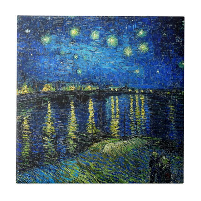 Starry Night Over the Rhone av Vincent Van Gogh Kakelplatta (Framsidan)