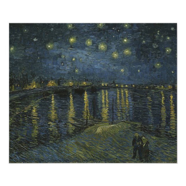 Starry Night Over the Rhône, oljemålning Van Gogh Fototryck (Framsidan)