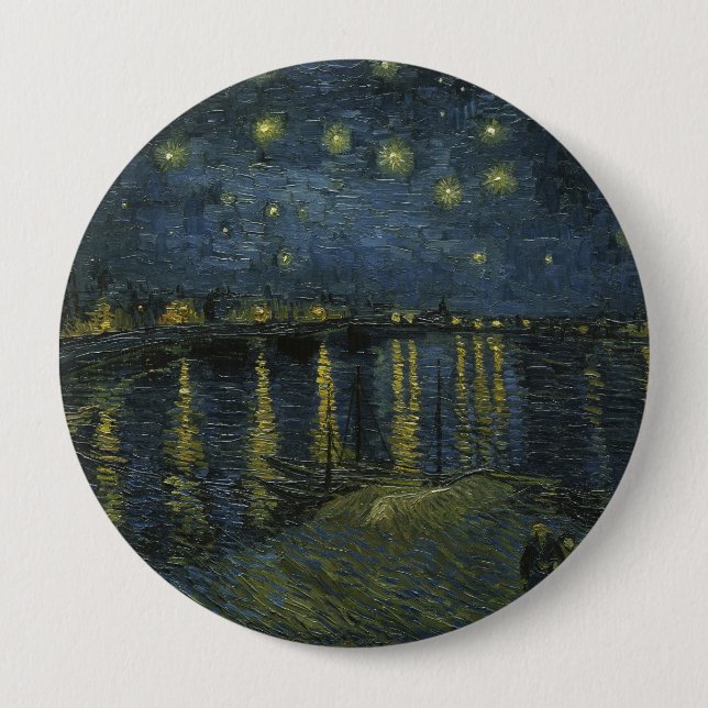 Starry Night Over the Rhône, oljemålning Van Gogh Knapp (Framsida)