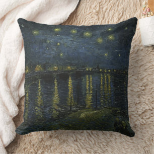 Starry Night Over the Rhône, oljemålning Van Gogh Kudde