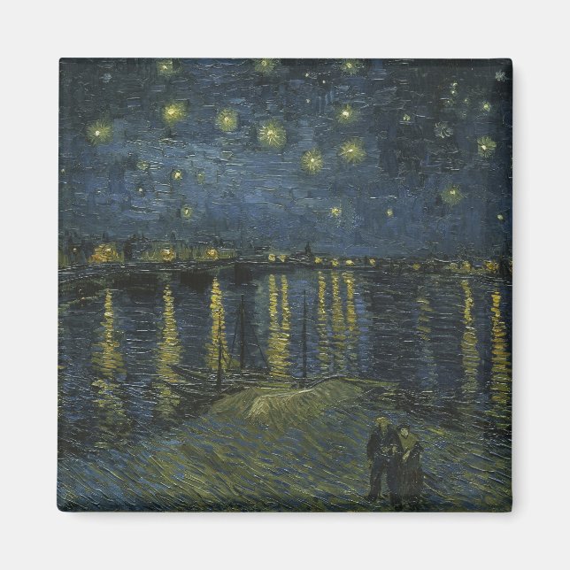Starry Night Over the Rhône, oljemålning Van Gogh Magnet (Framsidan)
