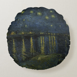Starry Night Over the Rhône, oljemålning Van Gogh Rund Kudde