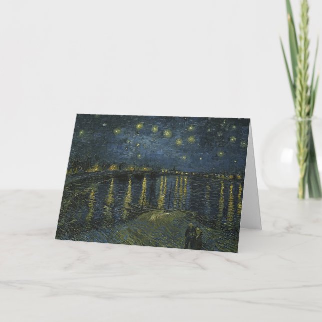 Starry Night Over the Rhône, oljemålning Van Gogh Tack Kort (Framsida)