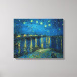 Starry Night Over the Rhône | Vincent Van Gogh Canvastryck<br><div class="desc">Starry Night Over the Rhône (1888) av den nederländska konstnären Vincent Van Gogh. Originalteckningen är en olja på en arbetsyta som skildrar en energisk postimponerande nattbild himlar i moody skuggor av blått och gult. Använda verktygen för att lägga till anpassningsbar eller anpassa bilden.</div>