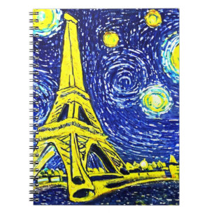 Starry Night Paris Frankrike Anteckningsbok