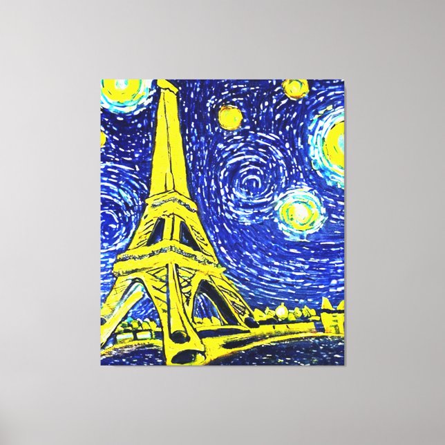 Starry Night Paris Frankrike Canvastryck (Framsida)