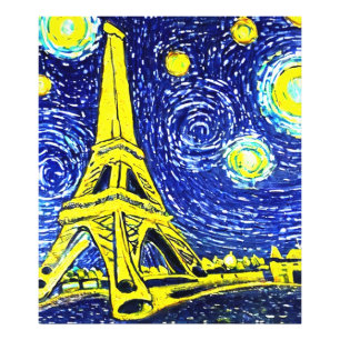Starry Night Paris Frankrike Fototryck
