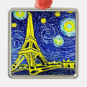 Starry Night Paris Frankrike Julgransprydnad Metall