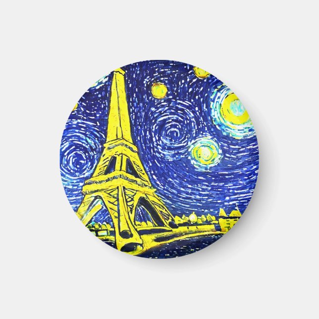 Starry Night Paris Frankrike Magnet (Framsidan)