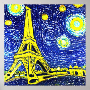 Starry Night Paris Frankrike Poster
