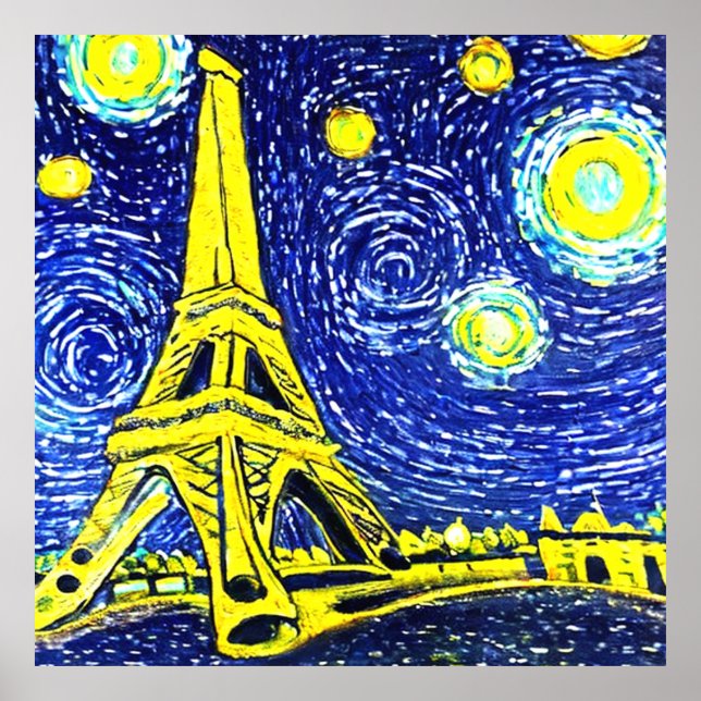 Starry Night Paris Frankrike Poster (Framsidan)