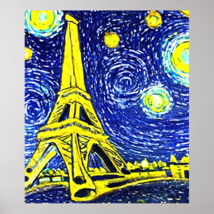 Starry Night Paris Frankrike Poster