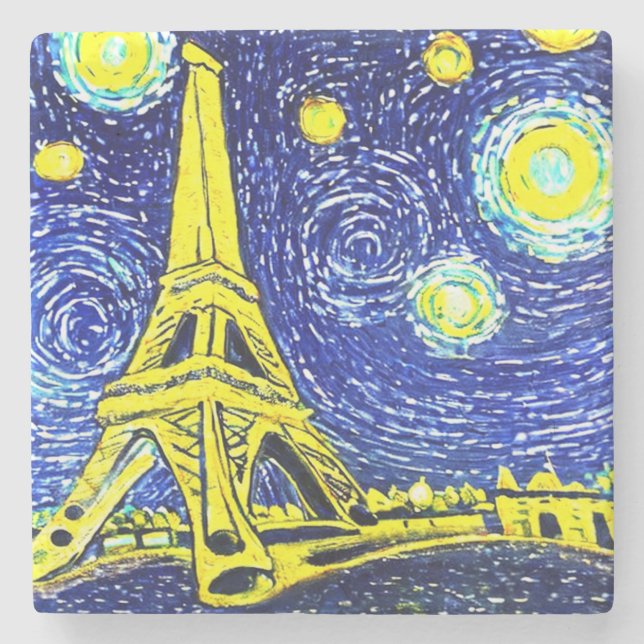 Starry Night Paris Frankrike Stenunderlägg (Framsidan)
