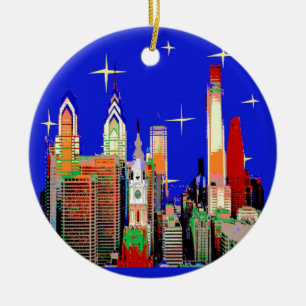 Starry Night Philadelphia, Abstrakt Himlar med stj Julgransprydnad Keramik