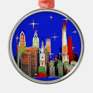 Starry Night Philadelphia, Abstrakt Himlar med stj Julgransprydnad Metall