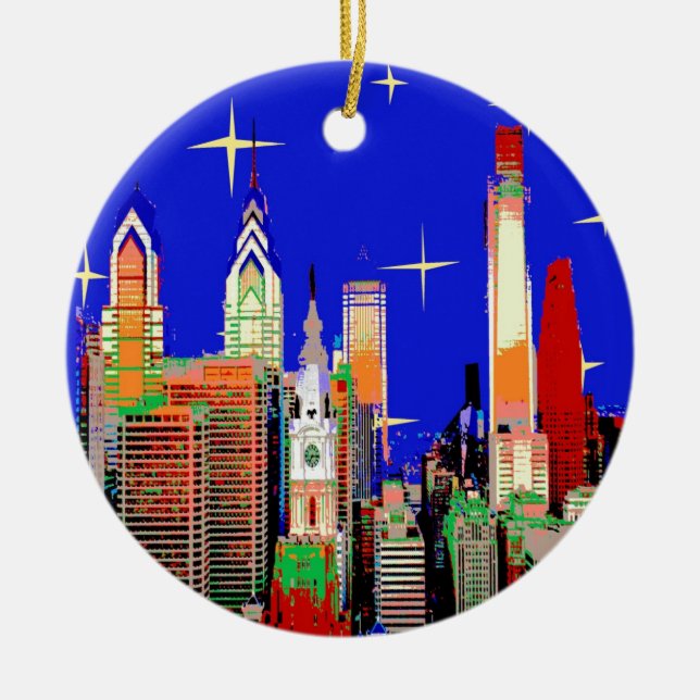 Starry Night Philadelphia Julgransprydnad Keramik (Framsidan)