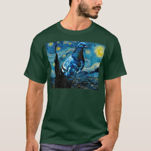Starry Night Pigeon Funny Van Gogh Parody Bird T Shirt