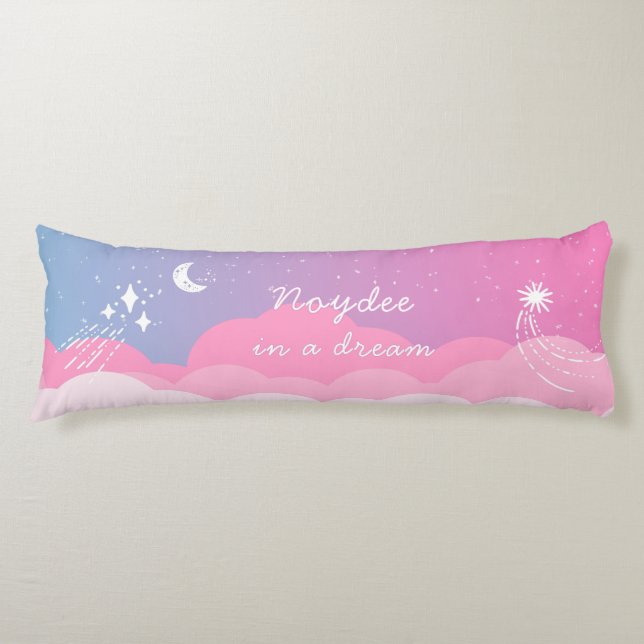 Starry night Pink blue Name and Text Kroppskudde (Framsidan)