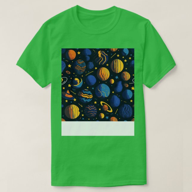 Starry Night Planet Mönster Design for Space Älska T Shirt (Design framsida)