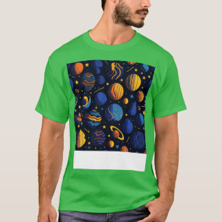 Starry Night Planet Mönster Design for Space Älska T Shirt