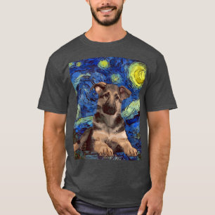 Starry Night Puppy German Shepherd Hund Painting D T Shirt