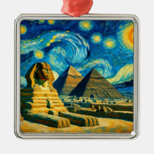 Starry Night Pyramids Sphinx Egypten Julgransprydnad Metall