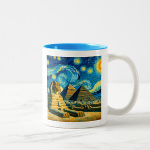 Starry Night Pyramids Sphinx Egypten Två-Tonad Mugg