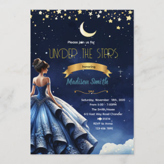 Starry Night Quinceanera party Invitation Inbjudningar