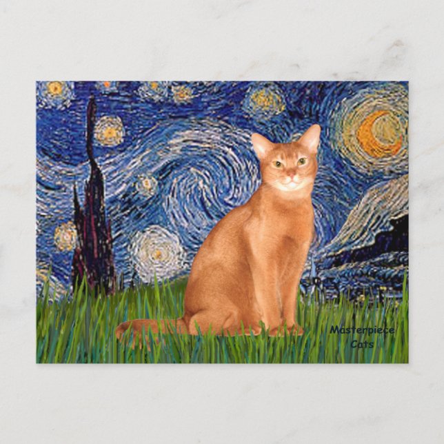 Starry Night - Red Abyssinian Vykort (Framsida)