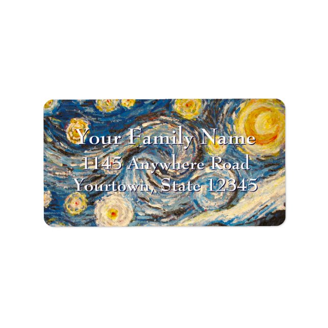 Starry Night repaint efter Vincent Van Gogh Adressetikett (Framsidan)