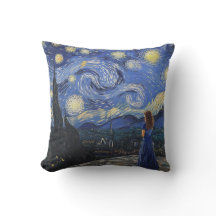 Starry Night Reverie: A Dreamers Gaze Pillow