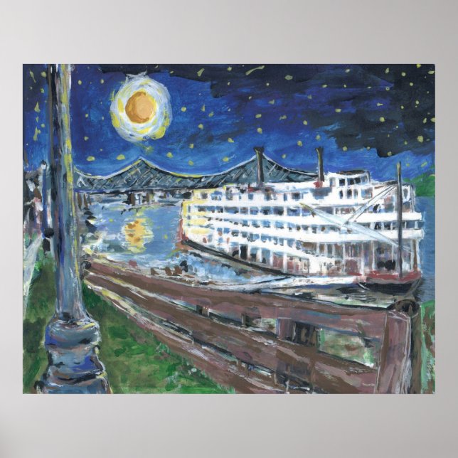 Starry Night Riverboat Poster (Framsidan)