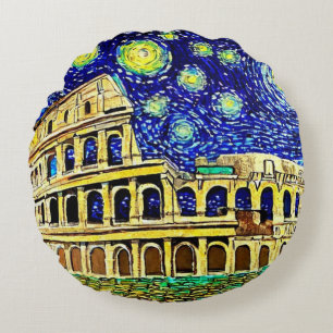 Starry Night Rom Italien Rund Kudde