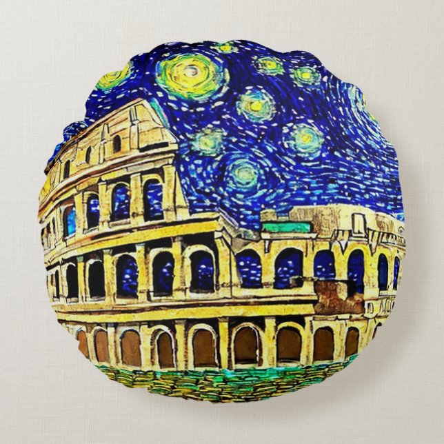 Starry Night Rom Italien Rund Kudde (Framsidan)