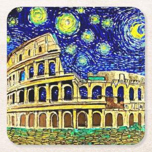 Starry Night Rom Italien Underlägg Papper Kvadrat
