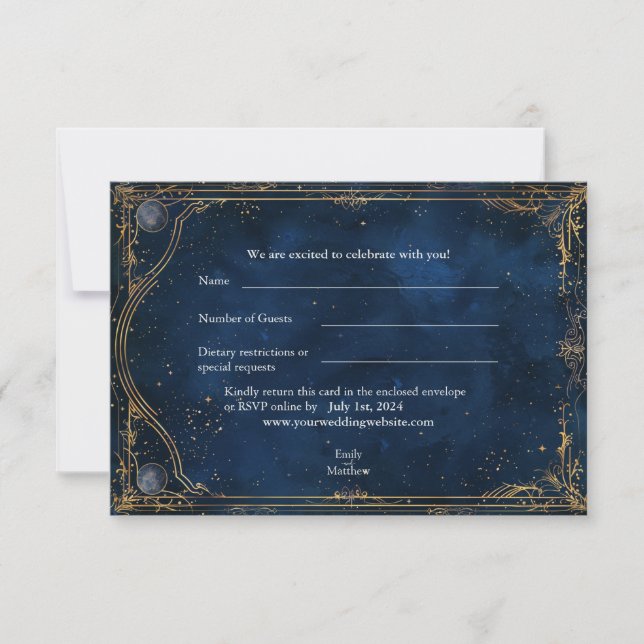 Starry Night Romantik Bröllop OSA Card Tack Kort (Framsida)