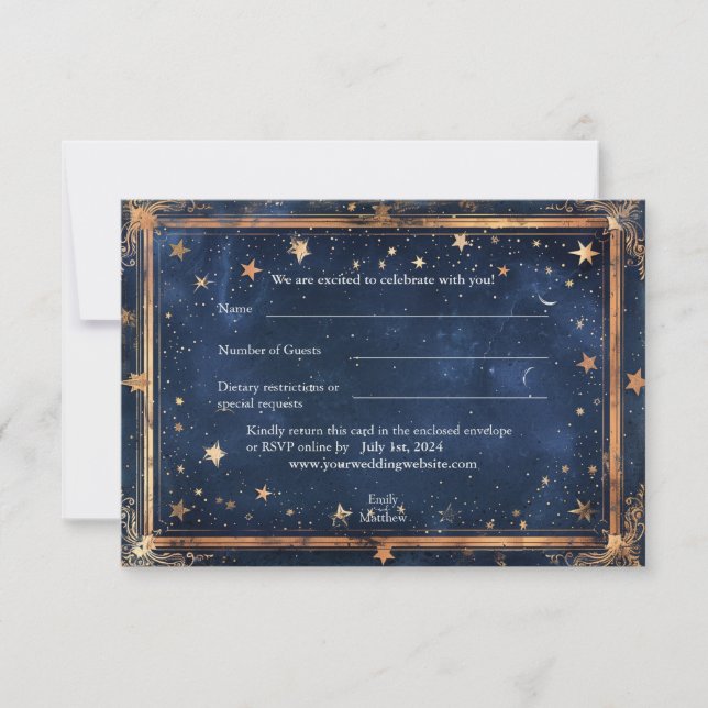 Starry Night Romantik Bröllop OSA Card Tack Kort (Framsida)