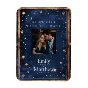 Starry Night Romantik Bröllop spara datum Magnet
