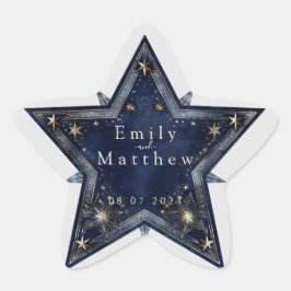 Starry Night Romantik Bröllop Stjärnformat Klistermärke