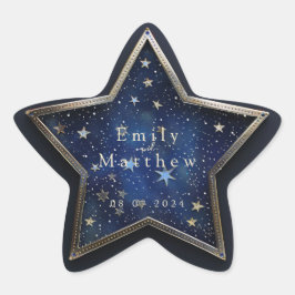 Starry Night Romantik Bröllop Stjärnformat Klistermärke