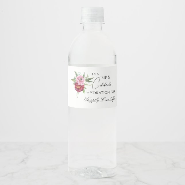 Starry Night Romantik Celestial Blommars Label Vattenflaskor Etikett (Framsida)